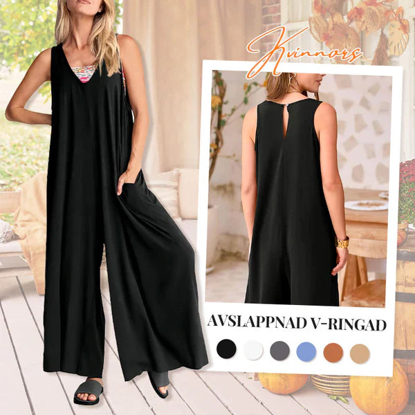 đ„Sista dagen 49% RABATTđ„V-ringad Ă€rmlös jumpsuit med vida ben för kvinnor