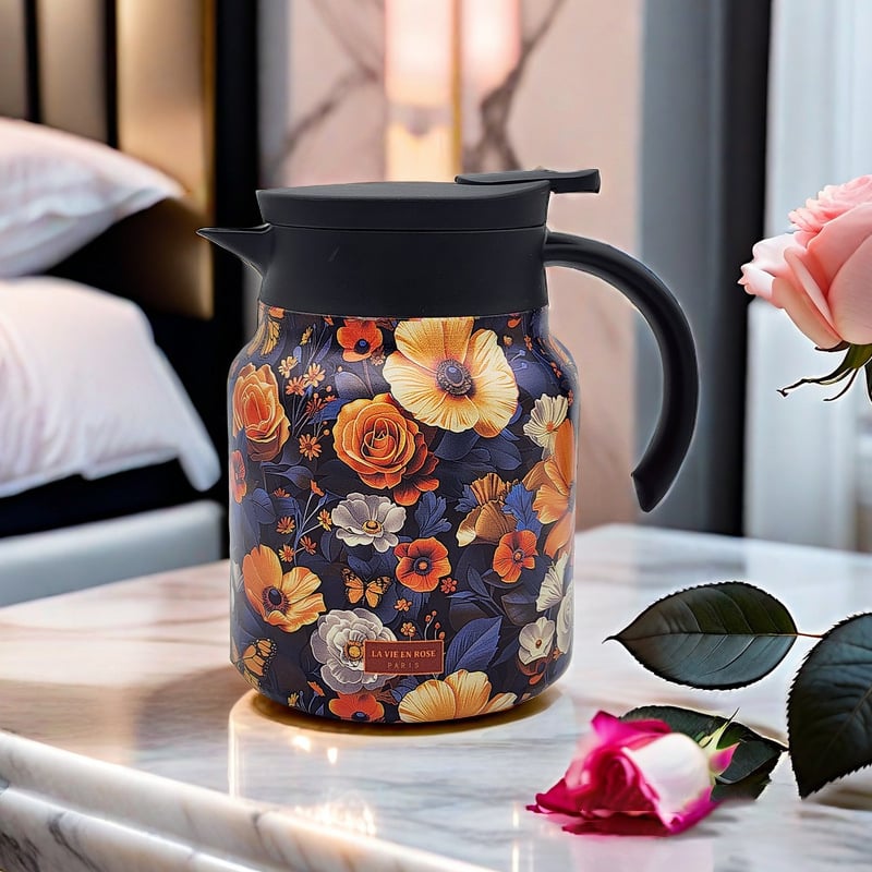 đ„Superdeal! 36% Rabatt! â Vintage Blommig Termosmugg med Tesil