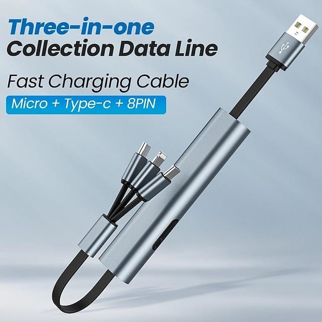đ„Superdeal! 28% Rabatt! â 3-i-1 Snabbladdningskabel â USB för Alla Enheter
