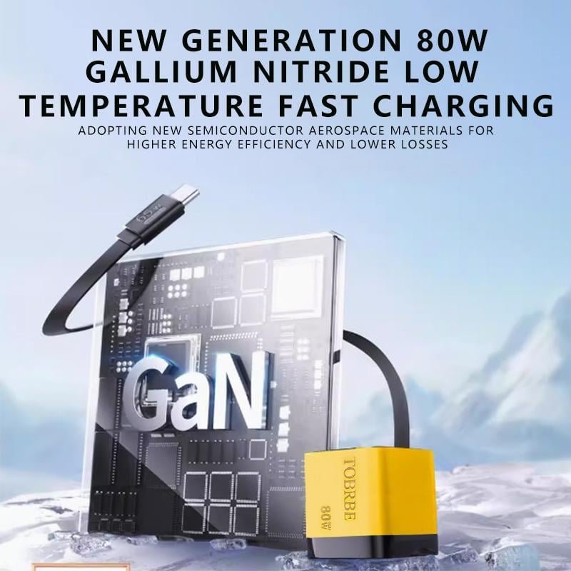 đ„Superdeal! 35% Rabatt! 3-i-1 GaN Snabbladdare â 80W MAX, Typ-C Kabel & 2 USB-portar
