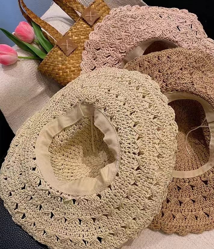 đ„ 49% RABATT â Elegant Virkad StrĂ„hatt med Volangdetalj