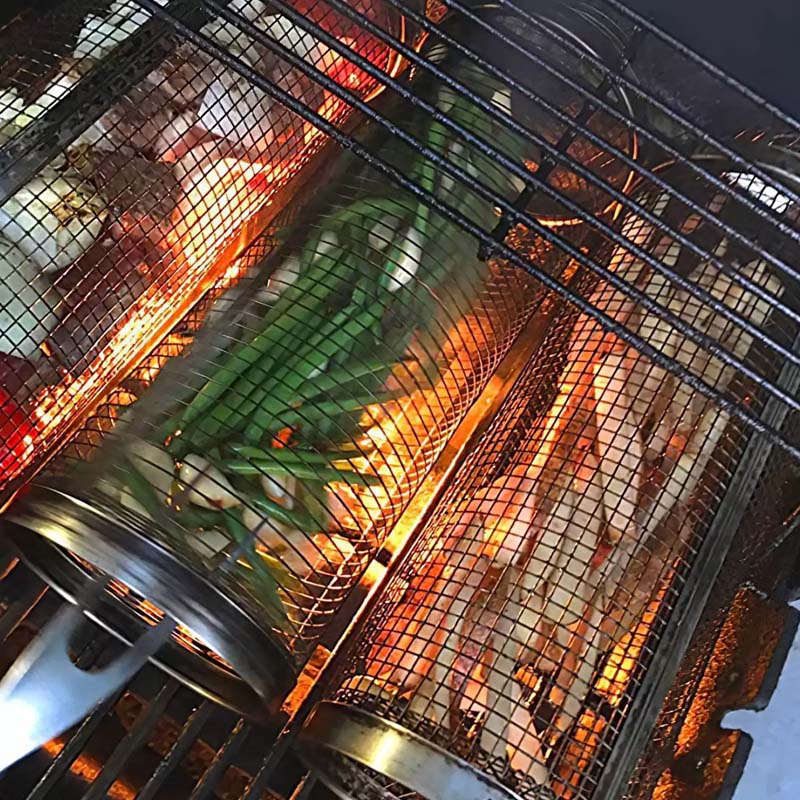 đ„Superdeal! 39% Rabatt! â Roterande Grillkorg i Rostfritt StĂ„l