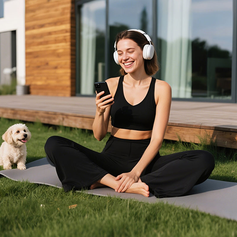 Högmidjade yogabyxor med fickor