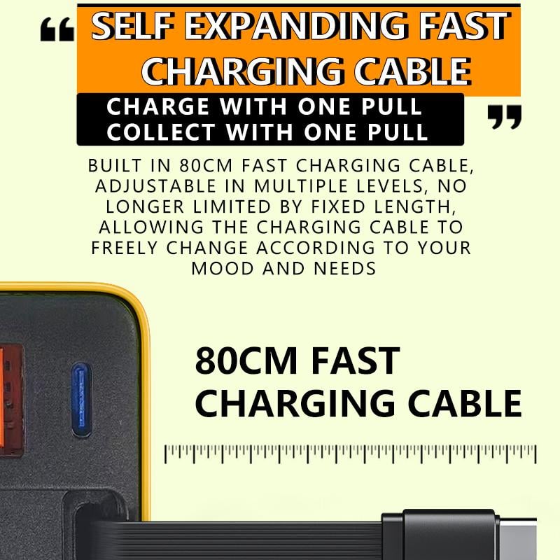 đ„Superdeal! 35% Rabatt! 3-i-1 GaN Snabbladdare â 80W MAX, Typ-C Kabel & 2 USB-portar