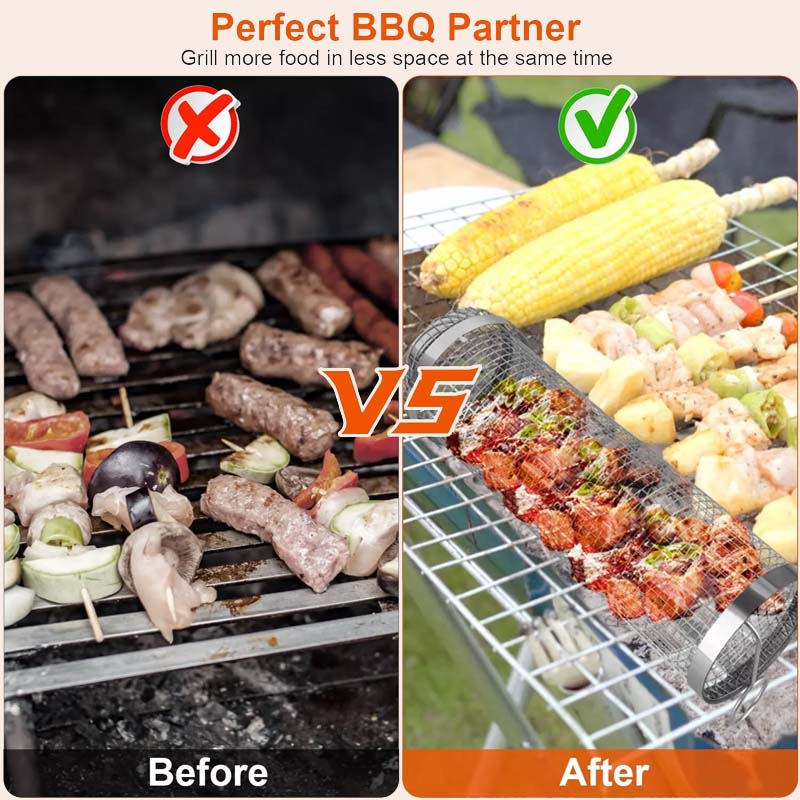 đ„Superdeal! 39% Rabatt! â Roterande Grillkorg i Rostfritt StĂ„l