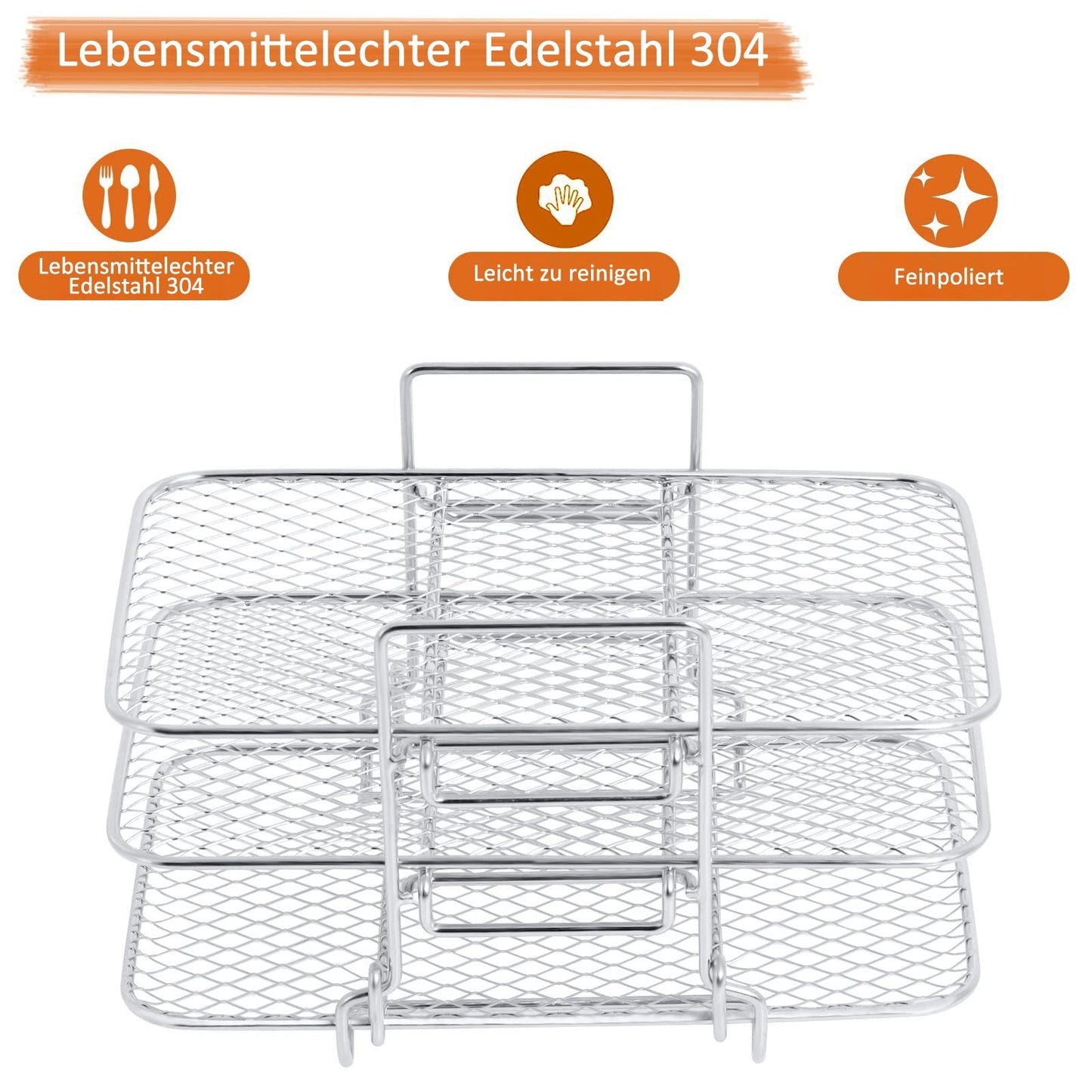 đ„Superdeal! 37% Rabatt! â LuftfritösstĂ€ll i Rostfritt StĂ„l â Flerskiktsgrill för Toast, Kött & Grönsaker (304-kvalitet)