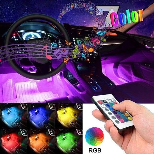 đ„ Superdeal! 39% Rabatt! â Inredningsbelysning för Bil â 4 LED-ljusrör med FĂ€rgskifte