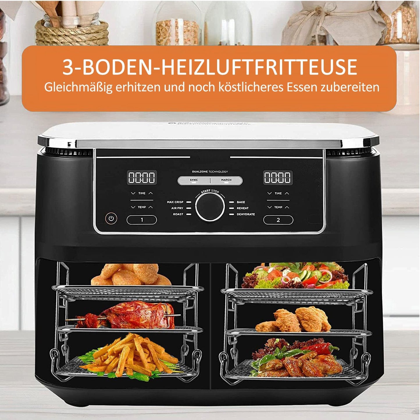 đ„Superdeal! 37% Rabatt! â LuftfritösstĂ€ll i Rostfritt StĂ„l â Flerskiktsgrill för Toast, Kött & Grönsaker (304-kvalitet)