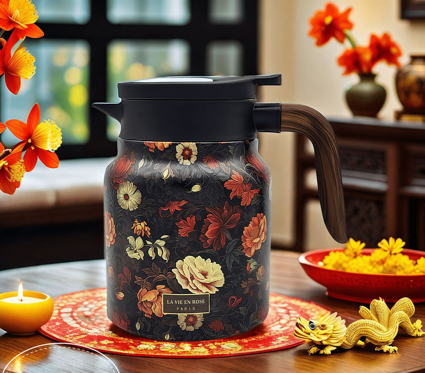 đ„Superdeal! 36% Rabatt! â Vintage Blommig Termosmugg med Tesil