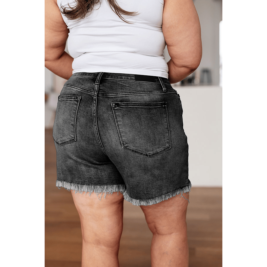 đ„ 32% RABATT- Trendiga Högmidjade "Dad Shorts" med Fransad Kant