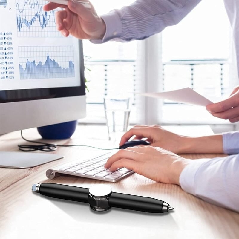 🔥Superdeal! Köp 1 få 1 gratisc! – Fidget Penna med Spinner – Skriv & Stressa Av Samtidigt!