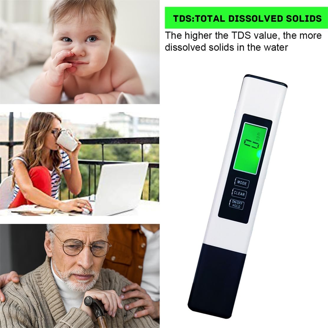 🔥 49% RABATT – 2025 Helt Ny! 4-i-1 TDS Mätare Digital Vattenprovare