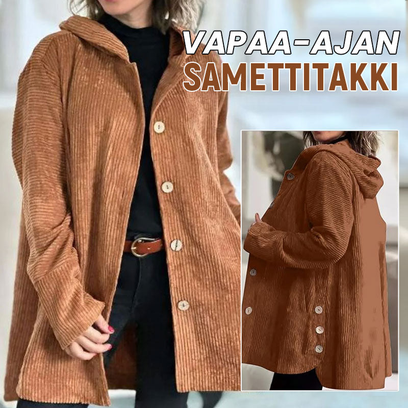 🍂 Casual jacka i sammet med huva för höste 🧥
