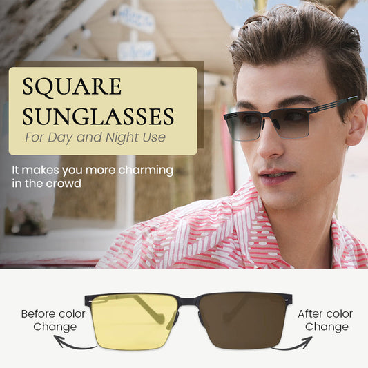 🔥 49% RABATT – Square Sunglasses för Dag- och Nattbruk