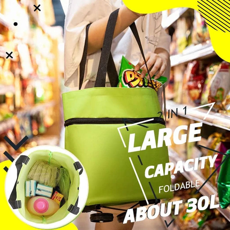 🔥 49% Rabatt! Hopfällbar Shoppingväska med Hjul