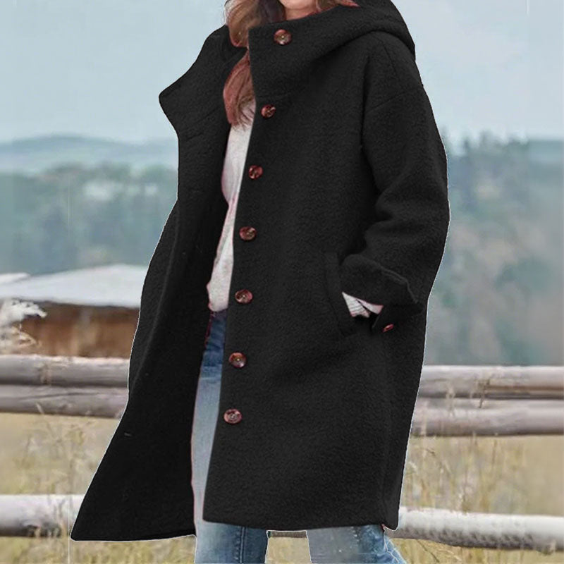 Lång Enfärgad Kappa Med Huva