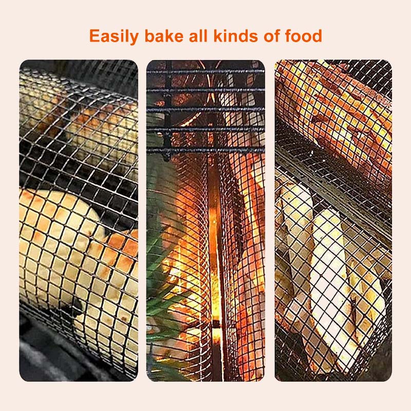 🔥Superdeal! 39% Rabatt! – Roterande Grillkorg i Rostfritt Stål