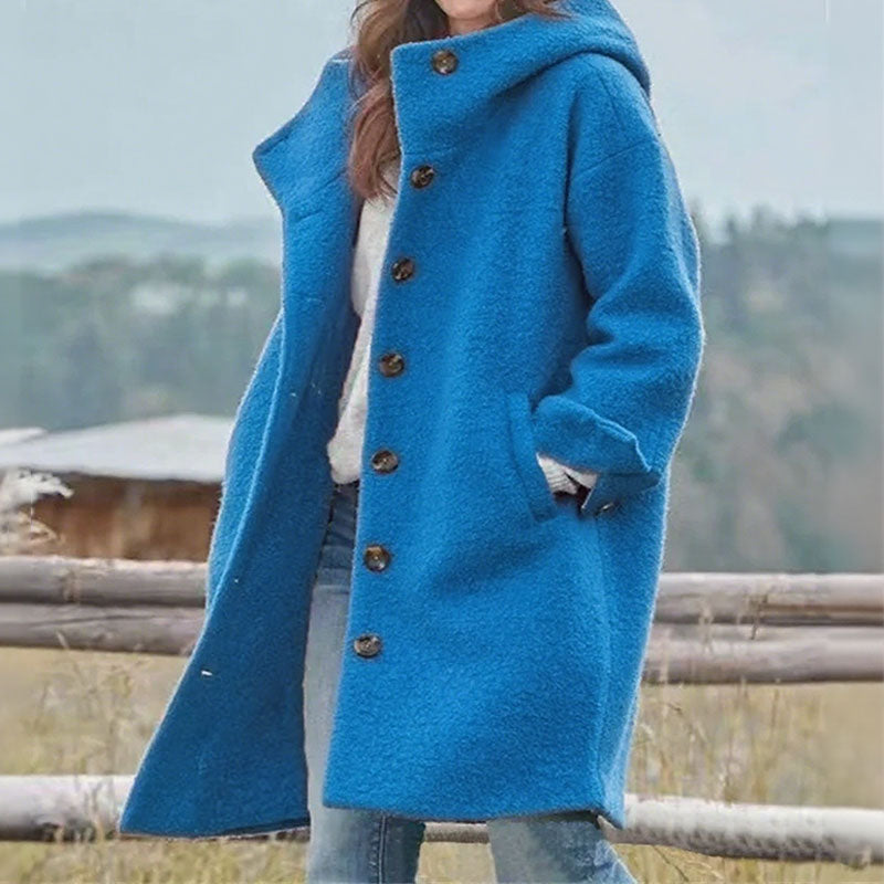 Lång Enfärgad Kappa Med Huva