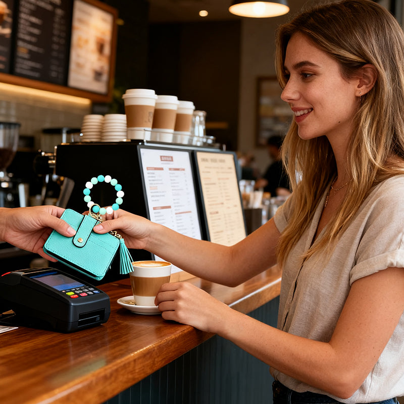 Pärlplånbok i läder