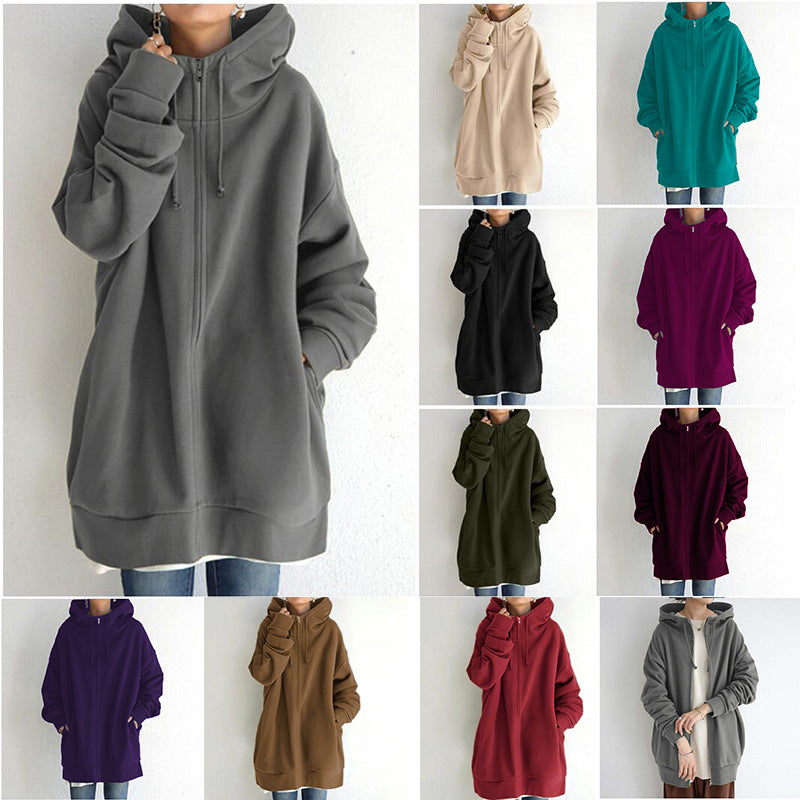 💥Begränsat Erbjudande 50% Rabatt🔥 Damernas Höst/Vinter Hoodie med Dragkedja – Köp två, fri frakt