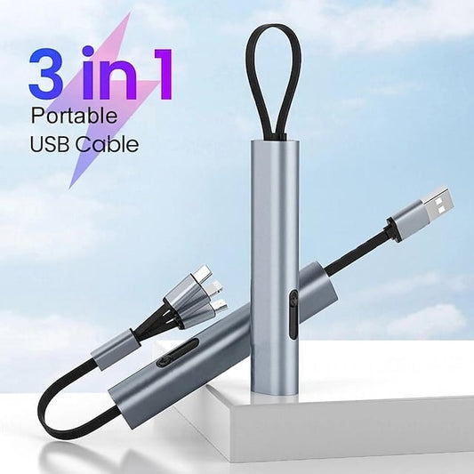 🔥Superdeal! 28% Rabatt! – 3-i-1 Snabbladdningskabel – USB för Alla Enheter