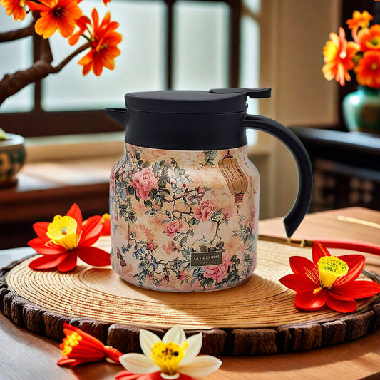🔥Superdeal! 36% Rabatt! – Vintage Blommig Termosmugg med Tesil