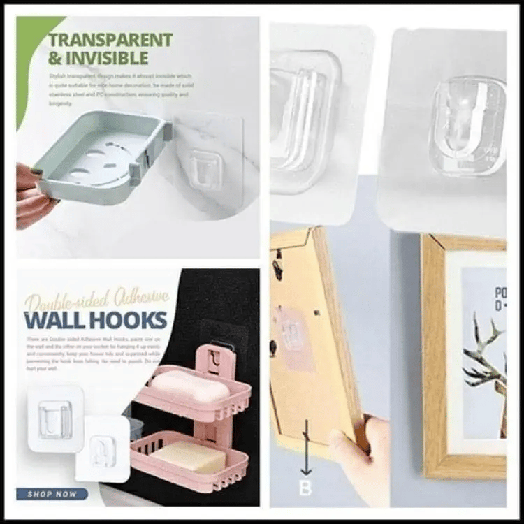 🔥 Superdeal! 49% Rabatt! Transparenta Dubbelsidiga Väggkrokar