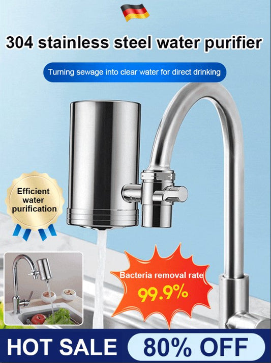 📢 Blixtrea – 49% RABATT! 🔥 Installationsfri Vattenrenare i Rostfritt Stål för Hushållskranar