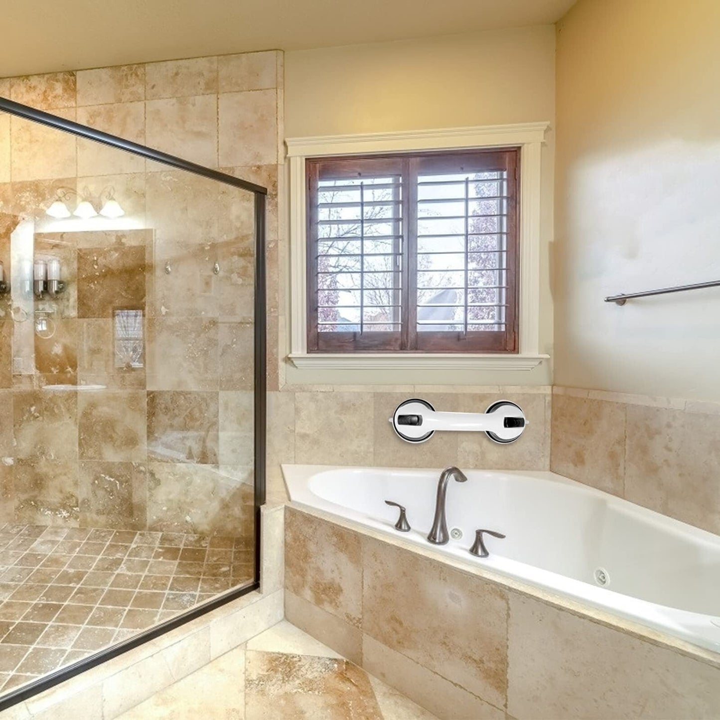 🔥Superdeal! 34% Rabatt! –Sugkoppshandtag för Bad & Dusch – Lätt att Montera, Ger Stöd där du Behöver det