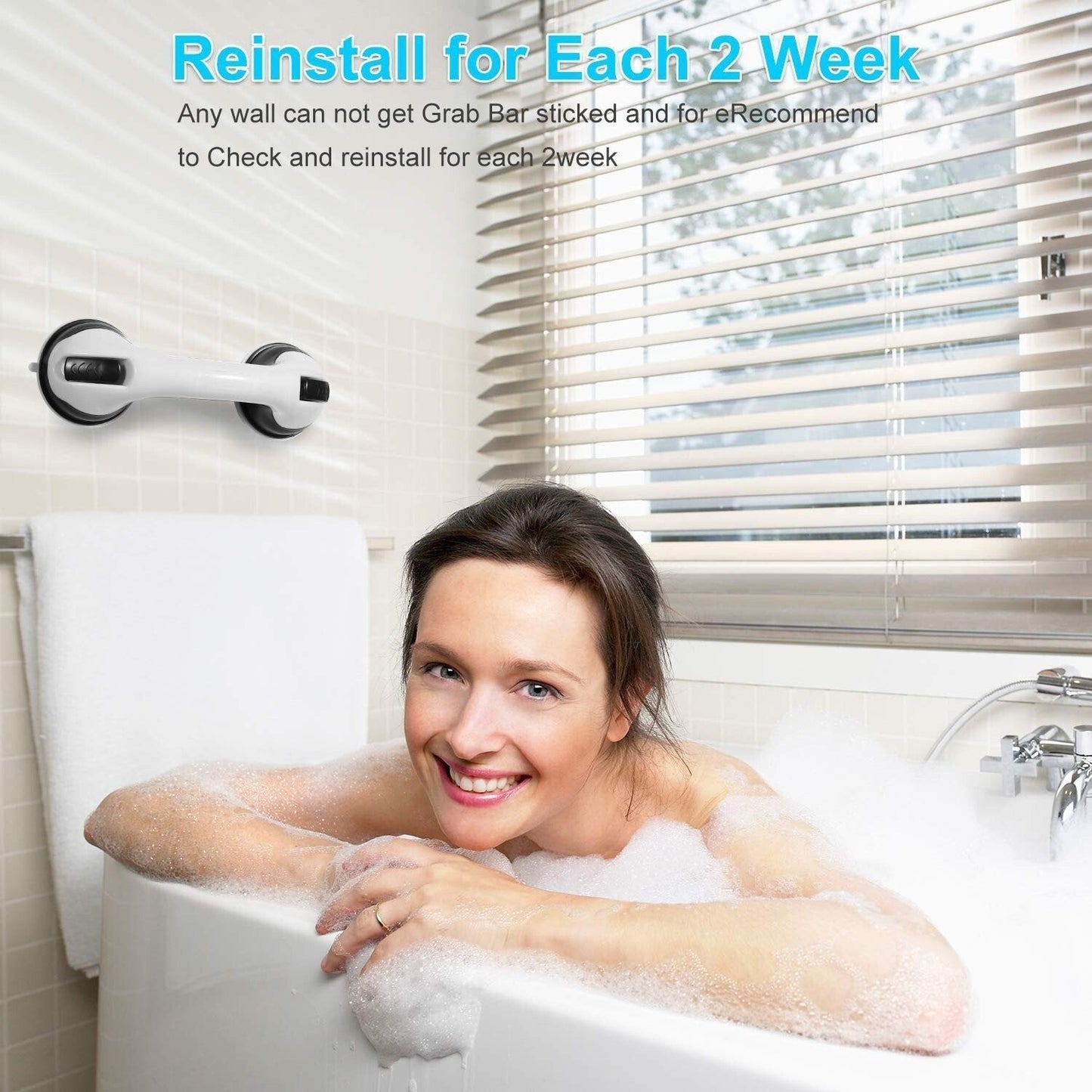 🔥Superdeal! 34% Rabatt! –Sugkoppshandtag för Bad & Dusch – Lätt att Montera, Ger Stöd där du Behöver det